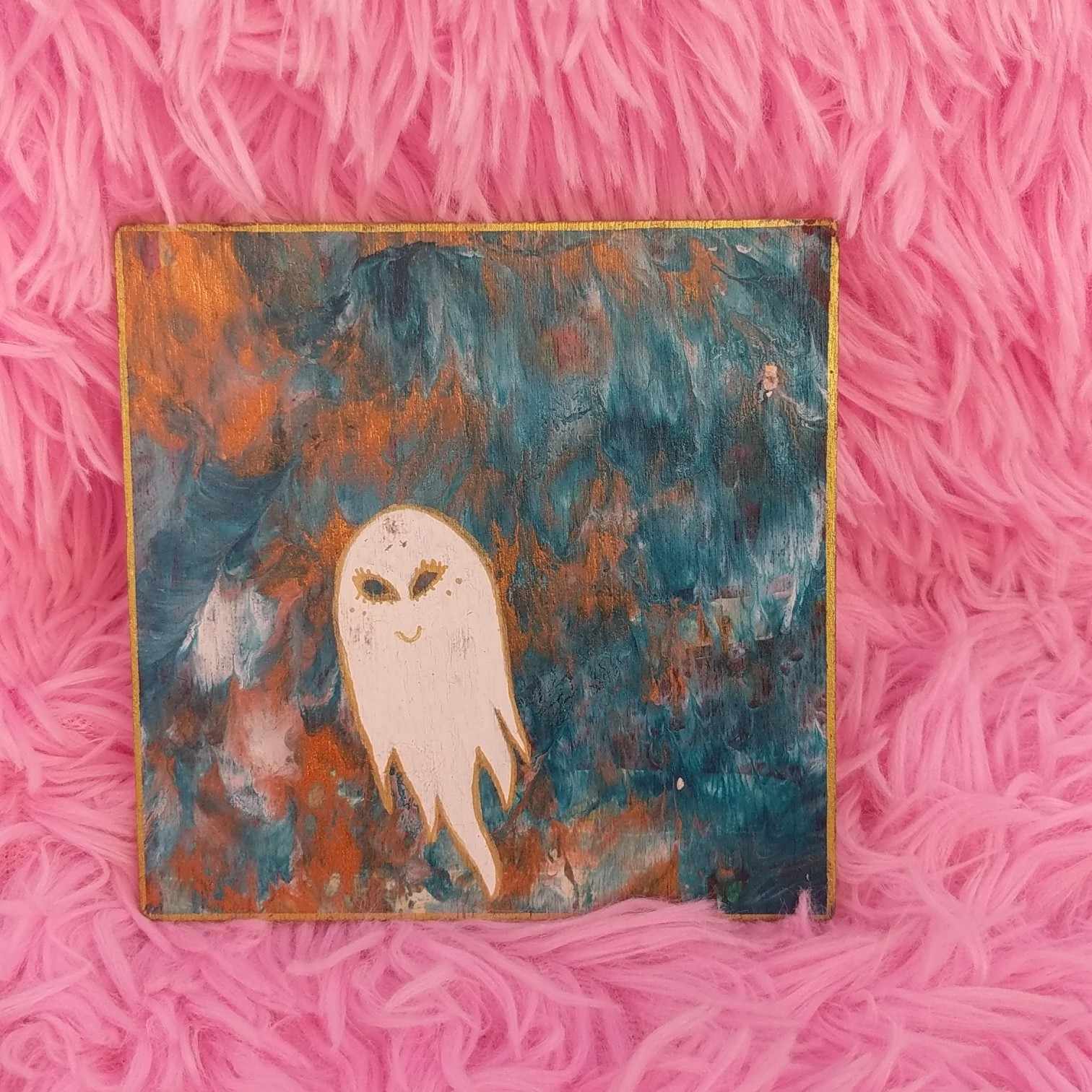 Bronze Spectre — Acrylic Painting by Sydney Nova, abstract, creepy, cute