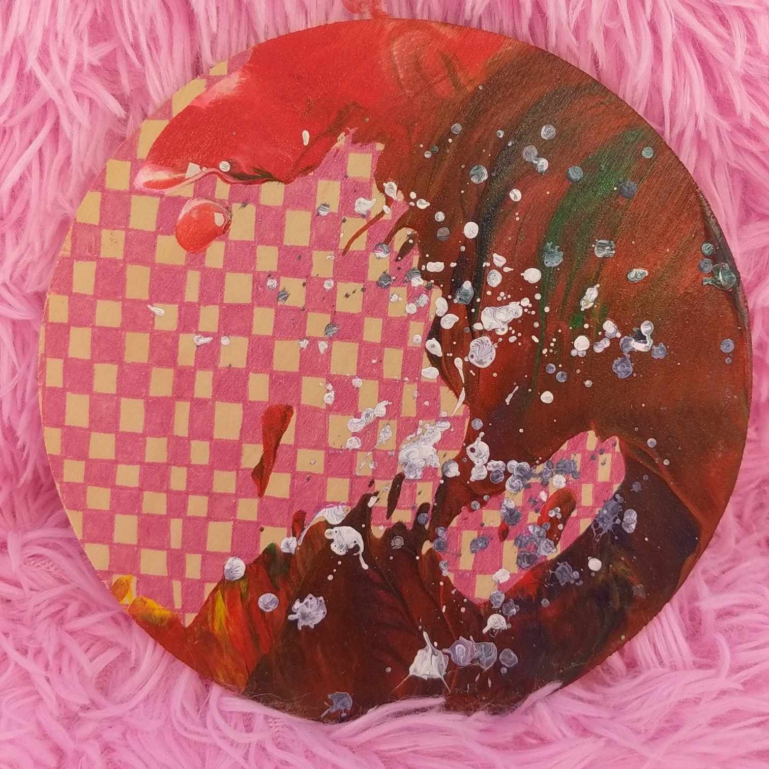 Enclosure — Acrylic Painting by Sydney Nova, abstract, checkerboard, cute