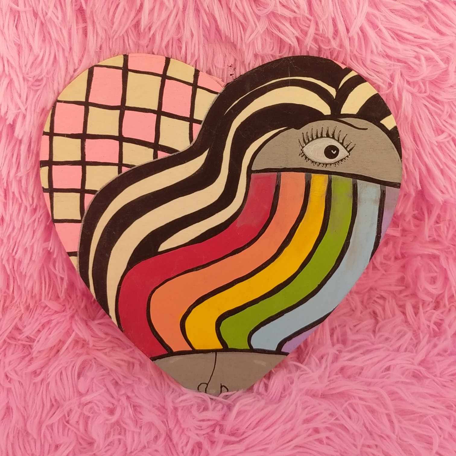 Gay Thoughts — Acrylic Painting by Sydney Nova, abstract, checkerboard, creative