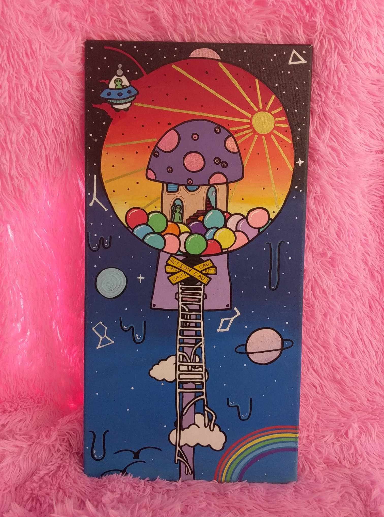 Honey, I'm Home — Acrylic Painting by Sydney Nova, alien, blue, clouds