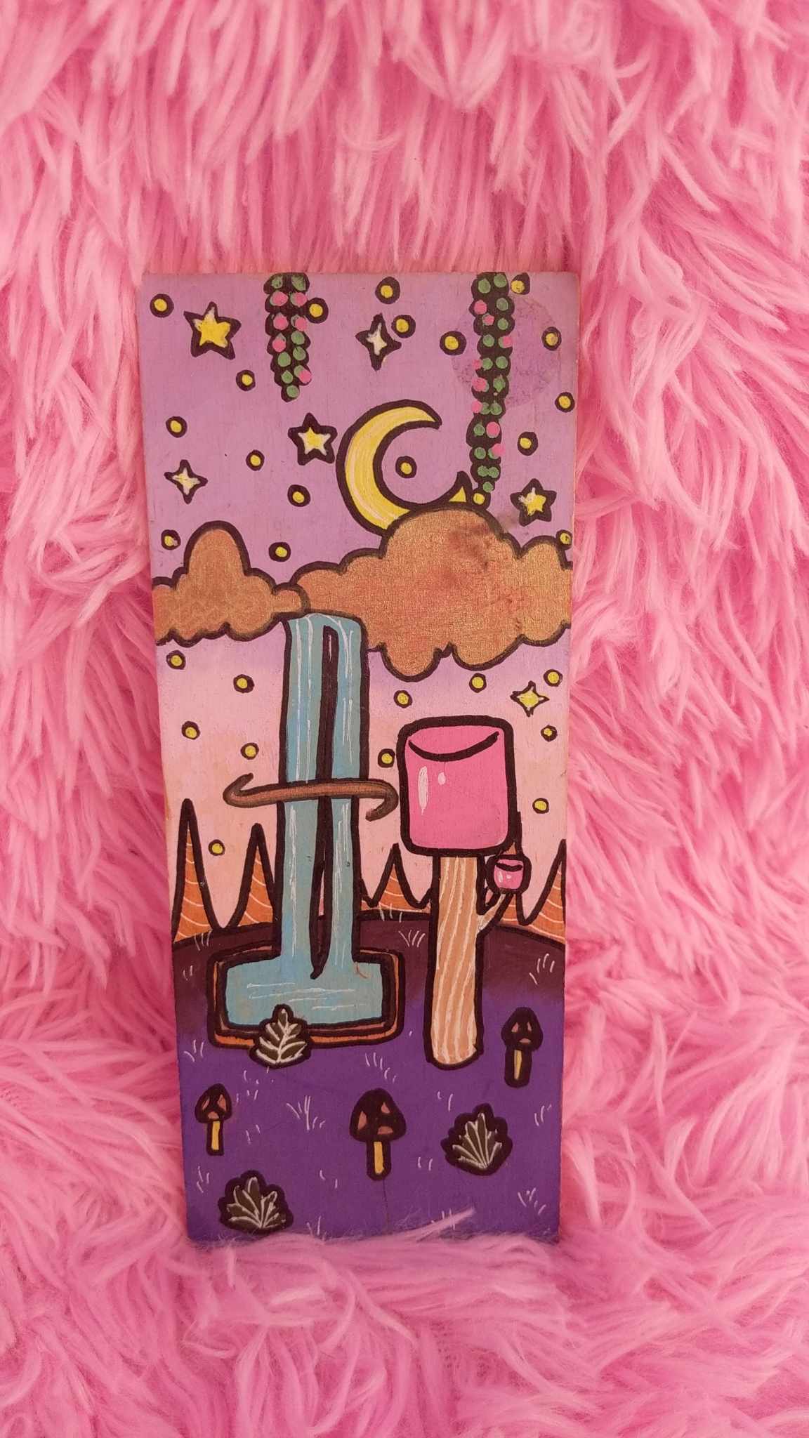 Marshmallow Town — Acrylic Painting by Sydney Nova, alien, clouds, cottagecore
