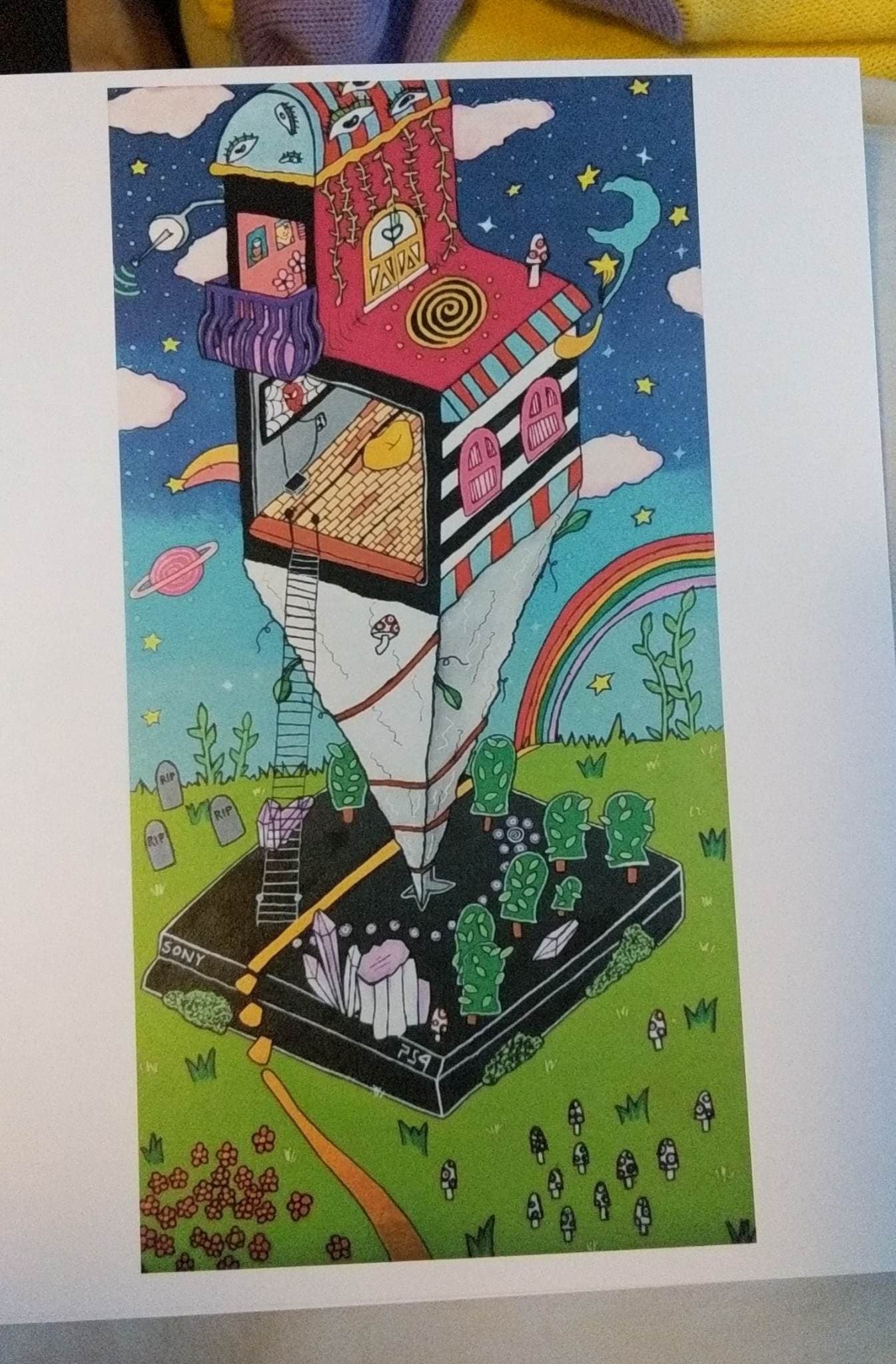 Prints: "P.S.4ever — art print by Sydney Nova, blue, clouds, cottagecore