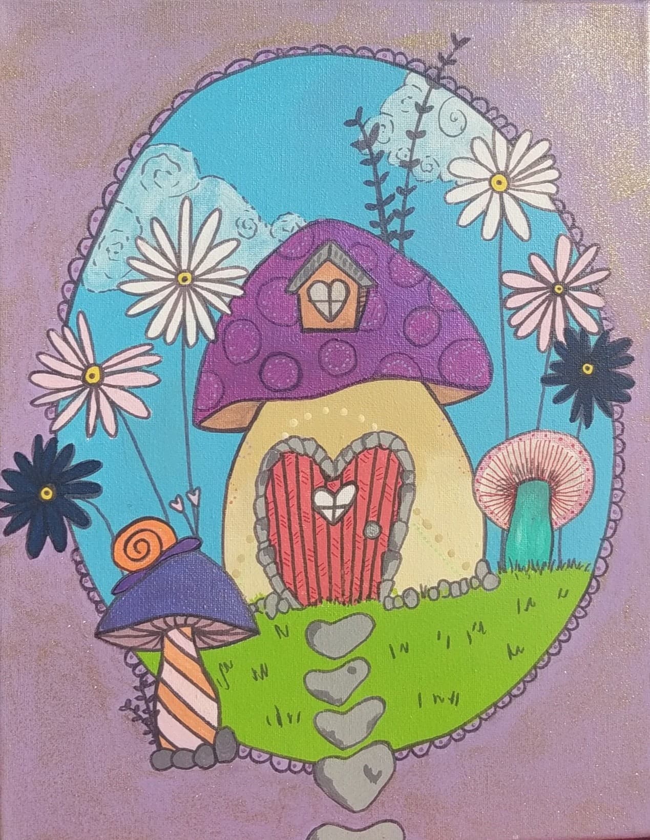 Prints: "Purple Mushroom House