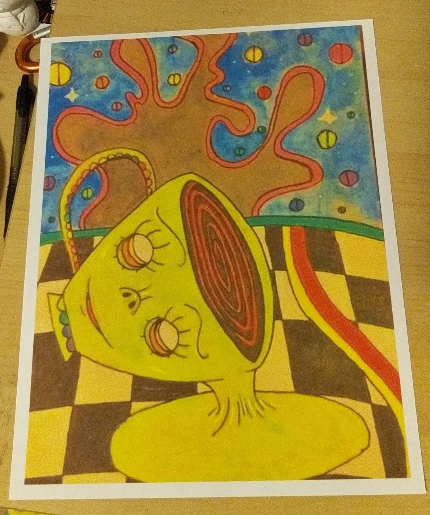 Prints: "Trippy Cup — art print by Sydney Nova, abstract, alien, blue