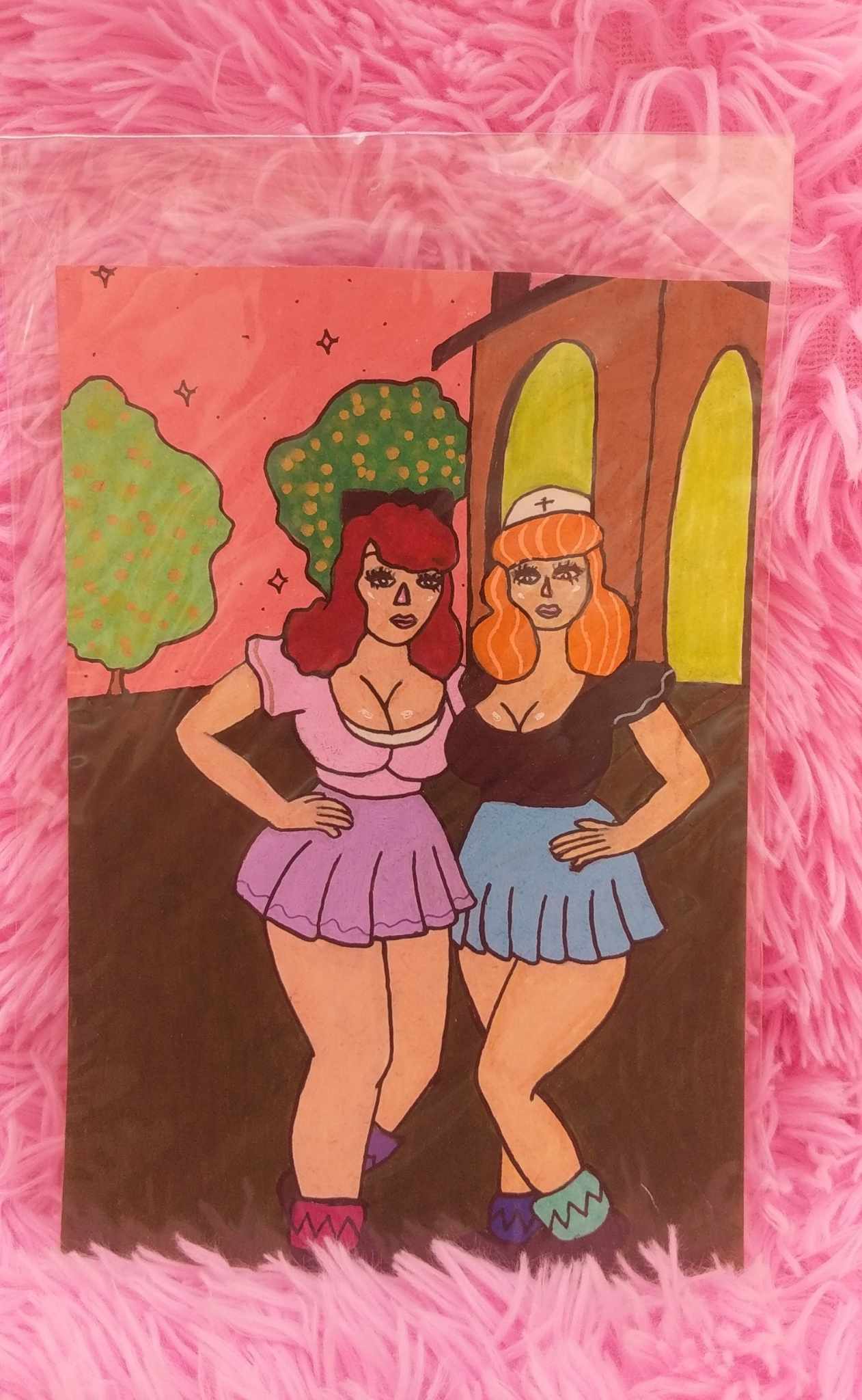 Vintage Schoolgirls — Painted Journal Page by Sydney Nova, cute, fashion, feminine